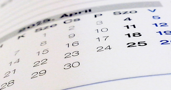 Ein Kalenderblatt schräg aufgenommen